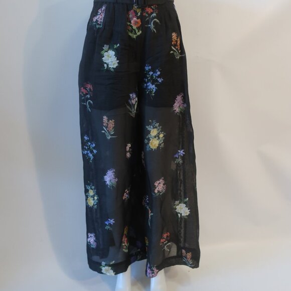 Zimmermann Black Multicolor Natura Pintuck Lace Floral Botanical Pants 0 US/4 - Picture 8 of 16